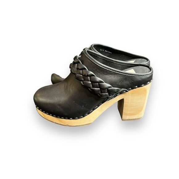 Dolce Vita Hila Womens Black Leather Block Heel Clogs Closed Toe Rope Sz 7.5 - Picture 2 of 8